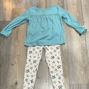 Carter's Teal Top and Floral Leggings Set